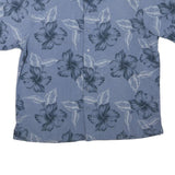 RED LEVEL NINE Mens Blue Floral Short Sleeve Shirt L Cotton Blend Casual Summer