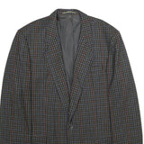 CLUB BRITANNIA Mens Grey & Red Checked Wool Blazer Jacket XL Button Closure