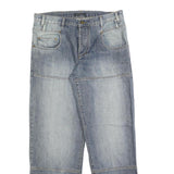 ALAN MANOUKIAN Womens Relaxed Wide-Leg Denim Medium Wash W34 L32 Casual Cotton