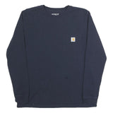 CARHARTT Womens Navy Blue Long Sleeve Crew Neck Pocket T-Shirt M Cotton
