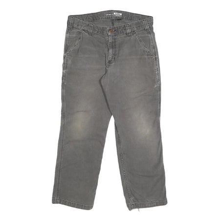 CARHARTT Mens Relaxed W32 L28 Cotton Blend Grey Workwear Trousers Zip Closure