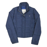ABERCROMBIE & FITCH Womens Navy Blue Puffer Jacket L Polyester Blend Zip Casual