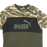 PUMA Mens Green & Camouflage Graphic T-Shirt L Short Sleeve Crew Neck Cotton