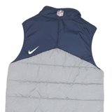 NIKE Mens Grey & Navy NFL Sleeveless Puffer Vest S Polyester Blend Zip