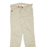 TOMMY HILFIGER Womens Cotton Blend Beige Slim Straight Trousers W28 L31 Braided