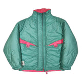 100 SKI Mens Green & Pink Ski Jacket XL Polyester Blend Zip Plain Warm Layering