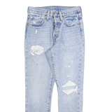 LEVI'S 501S Womens Jeans Blue Regular Straight Denim Light W24 L28 Distressed
