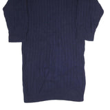 LACOSTE Womens Navy Blue Cotton Blend Cable Knit Midi Dress Long Sleeve L