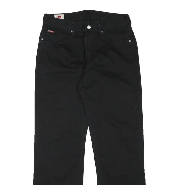 LEE COOPER Mens Cotton Blend Black Regular Straight Trousers W31 L30 Classic Zip