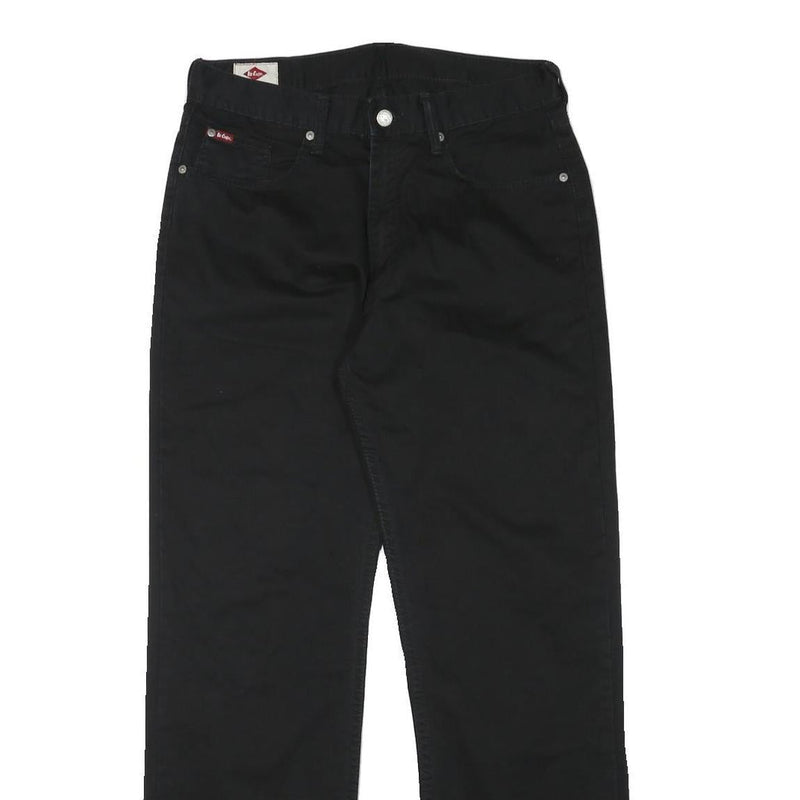 LEE COOPER Mens Cotton Blend Black Regular Straight Trousers W31 L30 Classic Zip