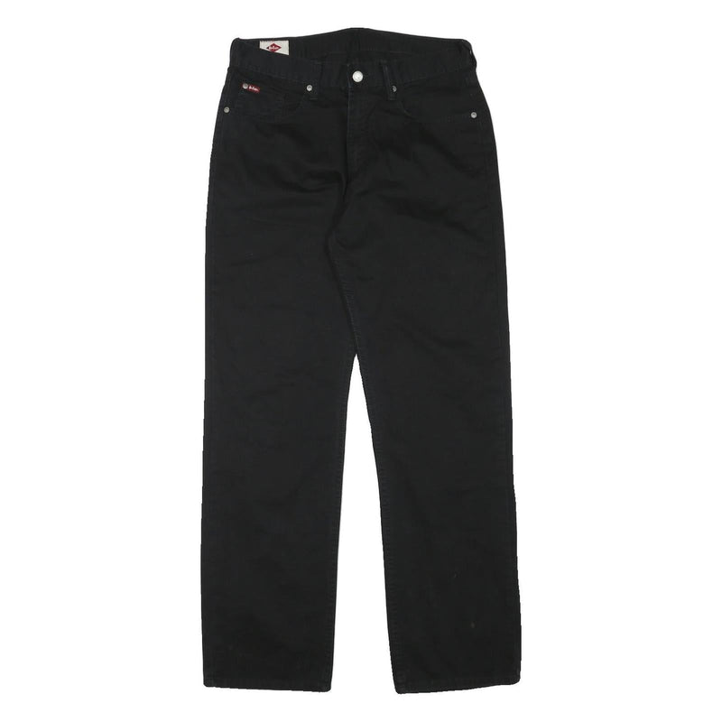 LEE COOPER Mens Cotton Blend Black Regular Straight Trousers W31 L30 Classic Zip