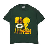 Green Bay Packers Looney Tunes Graphic T-Shirt - Large Green Cotton