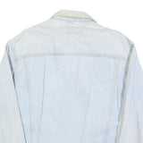 AUTHENTIC CLOTHING Mens Light Blue Denim Jacket L Cotton Button Plain Classic