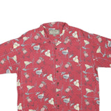 PALM ISLAND Mens Red Hawaiian Shirt XL Cocktail Print Summer Relaxed Fit