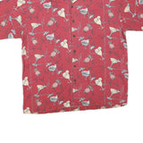 PALM ISLAND Mens Red Hawaiian Shirt XL Cocktail Print Summer Relaxed Fit