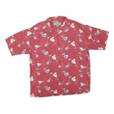 PALM ISLAND Mens Red Hawaiian Shirt XL Cocktail Print Summer Relaxed Fit