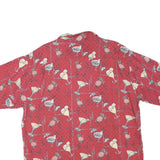 PALM ISLAND Mens Red Hawaiian Shirt XL Cocktail Print Summer Relaxed Fit