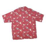 PALM ISLAND Mens Red Hawaiian Shirt XL Cocktail Print Summer Relaxed Fit
