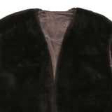 Womens Black Faux Fur Sleeveless Jacket L Polyester Blend Plain Soft Feel