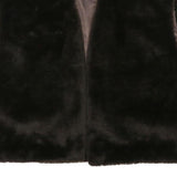 Womens Black Faux Fur Sleeveless Jacket L Polyester Blend Plain Soft Feel