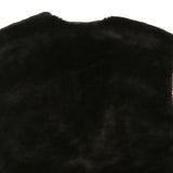 Womens Black Faux Fur Sleeveless Jacket L Polyester Blend Plain Soft Feel