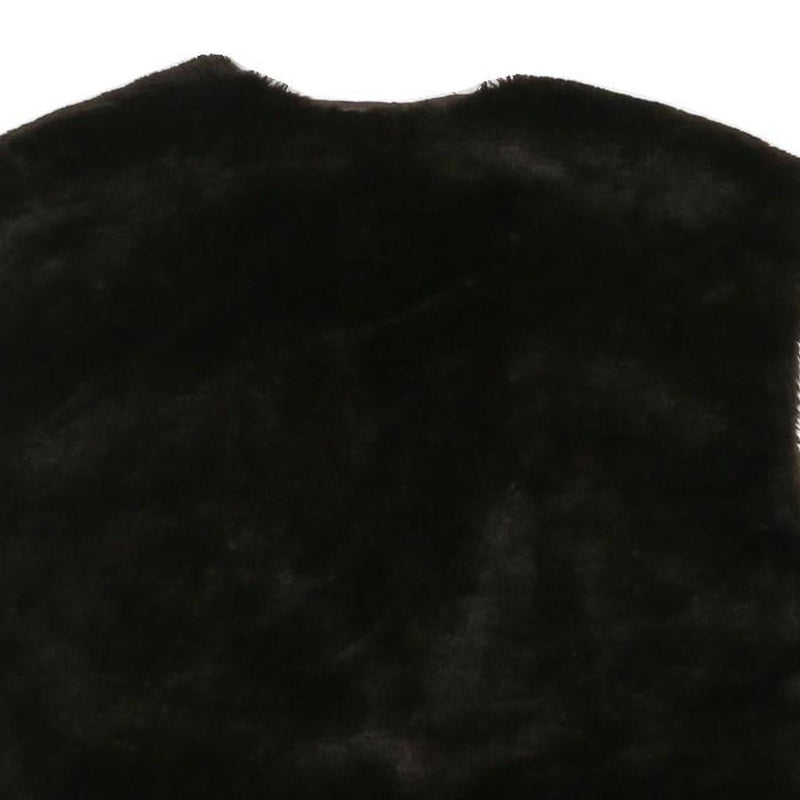 Womens Black Faux Fur Sleeveless Jacket L Polyester Blend Plain Soft Feel