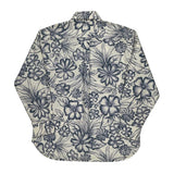 Tommy Hilfiger Floral Hawaiian Shirt - Large Blue Cotton