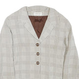 GEORGE REICH Womens Beige & Brown Wool Blend Blazer Jacket M Check Pattern