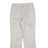 Womens Light Grey Regular Fit Straight Trousers W28 L28 Tailored Classic Zip