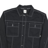 VANS Womens Black Button Cotton Jacket M Contrast Stitching Casual Urban