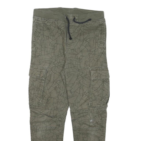 H&M Womens Cotton Blend Green Relaxed Cargo Trousers W28 L25 Drawstring