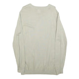 VOI JEANS Mens Cream Plain Cotton Crew Neck Basic Knit Jumper L Stylish Comfort