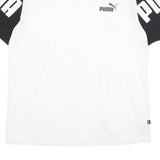 PUMA Mens White & Black Logo Print T-Shirt L Short Sleeve Crew Neck Graphic