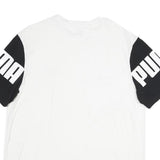 PUMA Mens White & Black Logo Print T-Shirt L Short Sleeve Crew Neck Graphic
