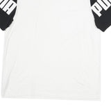 PUMA Mens White & Black Logo Print T-Shirt L Short Sleeve Crew Neck Graphic