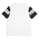 PUMA Mens White & Black Logo Print T-Shirt L Short Sleeve Crew Neck Graphic