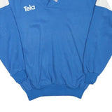 Mens Blue & White Tela Polyester Blend Sweatshirt S Pullover Drawstring Neck