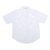 NOW HOW Womens White Cotton Shirt XL Embroidered Patchwork Button Front