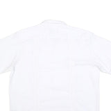 MAXIMOS Mens White Cotton Blend Shirt XL Button Front Short Sleeves Embroidered