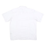 MAXIMOS Mens White Cotton Blend Shirt XL Button Front Short Sleeves Embroidered