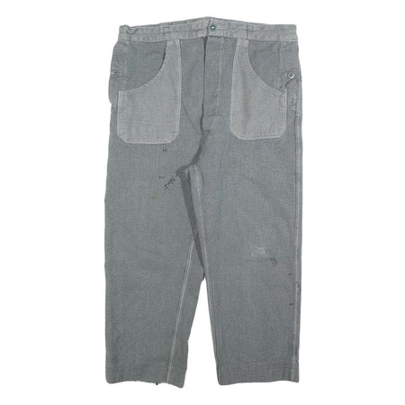 Mens Cotton Grey Regular Fit Button Closure Trousers W36 L24 Workwear Casual