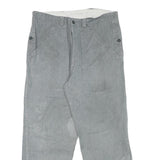 Grey Mens Regular Fit Cotton Blend Trousers W34 L27 Button Closure Casual