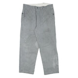 Grey Mens Regular Fit Cotton Blend Trousers W34 L27 Button Closure Casual