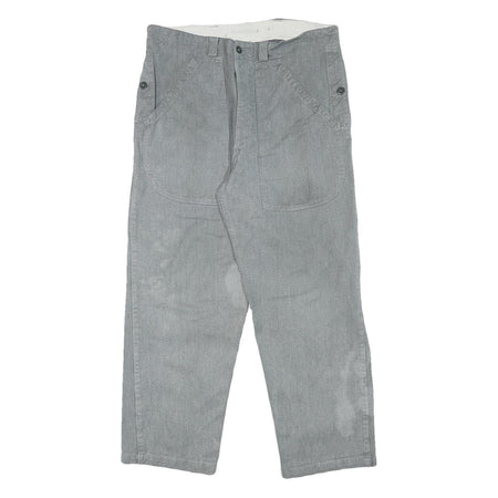 Grey Mens Regular Fit Cotton Blend Trousers W34 L27 Button Closure Casual