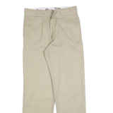 DICKIES Mens Cotton Blend Beige Regular Fit Straight Leg Trousers W32 L32