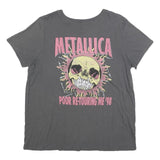 METALLICA Womens Grey Band T-Shirt L Short Sleeve Crew Neck Vintage Graphic