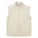 BURISPORT Mens Beige Polyester Blend Zip Jacket L Sleeveless Lightweight Utility