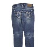 BIG STAR Womens Slim Blue Denim Raw Cotton Zip W28 L32 Stylish Faded