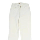 LEE Womens Cotton White Regular Fit Straight Leg Trousers W26 L26 Classic Zip