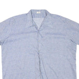 ACKERMANN Mens Blue Casual Shirt L Cotton Blend Patterned Short Sleeve